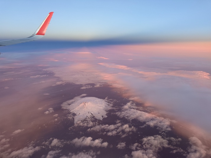 Sunrise on plane from Santiago to Puerto Natales